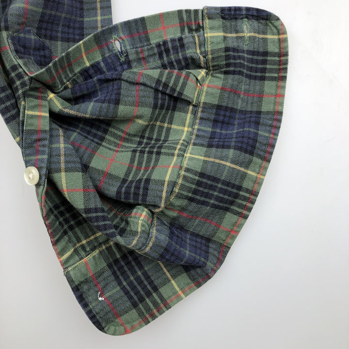 Ralph Lauren long sleeve button down check shirt, men's size L cotton green type Vintage Second Hand
