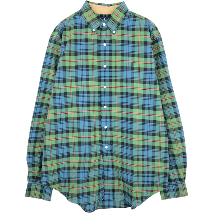 Ralph Lauren long sleeve button down check shirt, men's size L cotton Green type dark green Vintage Second Hand