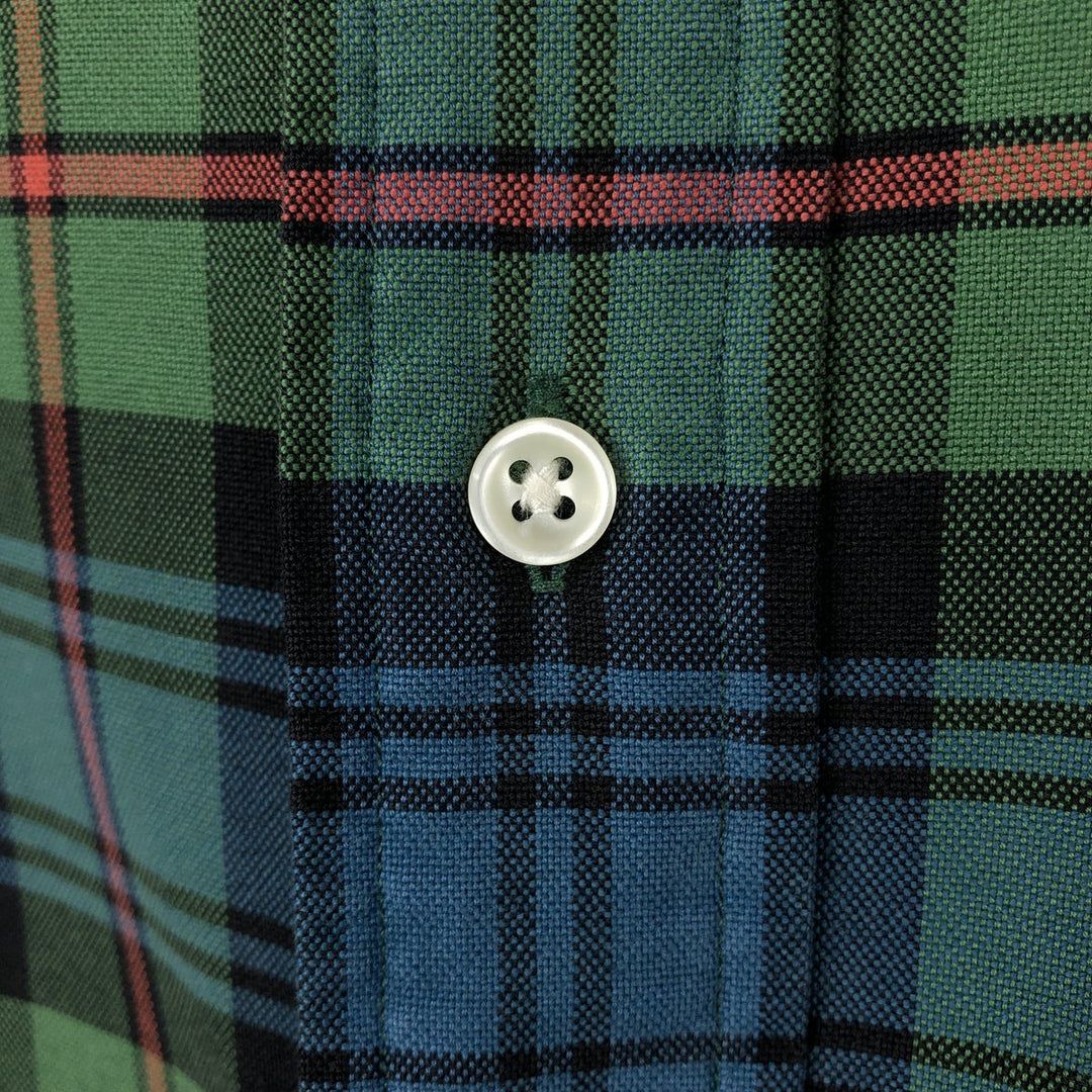 Ralph Lauren long sleeve button down check shirt, men's size L cotton Green type dark green Vintage Second Hand