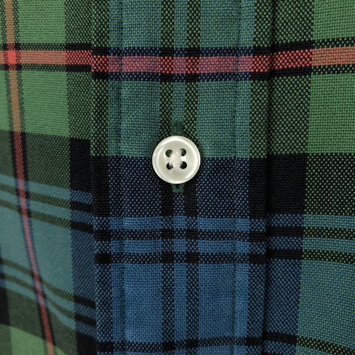 Ralph Lauren long sleeve button down check shirt, men's size L cotton Green type dark green Vintage Second Hand