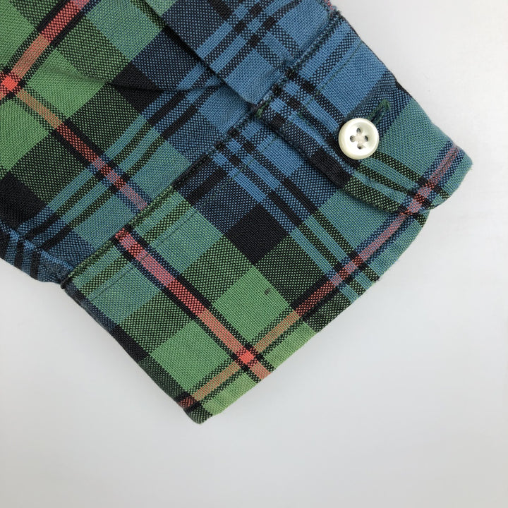 Ralph Lauren long sleeve button down check shirt, men's size L cotton Green type dark green Vintage Second Hand