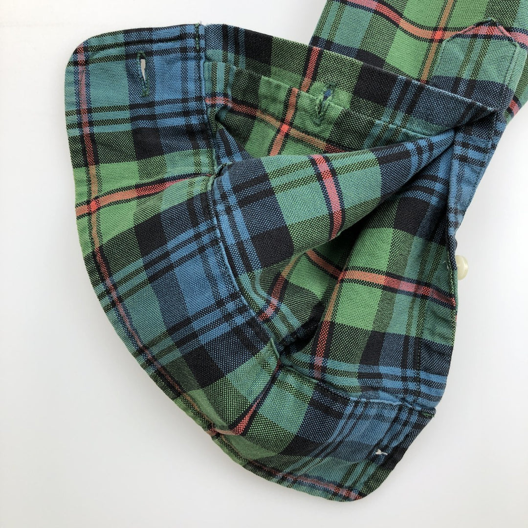 Ralph Lauren long sleeve button down check shirt, men's size L cotton Green type dark green Vintage Second Hand