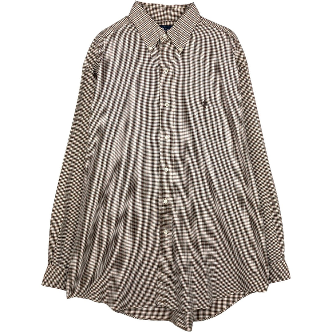 Ralph Lauren BLAKE long sleeve button down check shirt, men's size L cotton brown type Vintage Second Hand