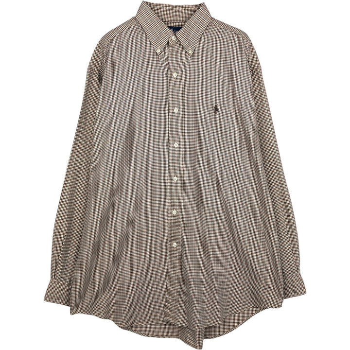 Ralph Lauren BLAKE long sleeve button down check shirt, men's size L cotton brown type Vintage Second Hand