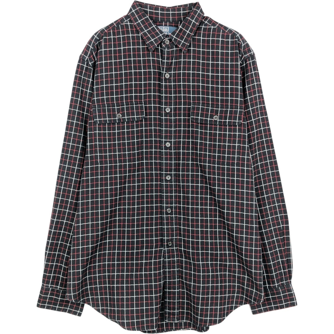 Ralph Lauren long-sleeved Lightflannel check shirt, men's size L cotton black type Vintage Second Hand