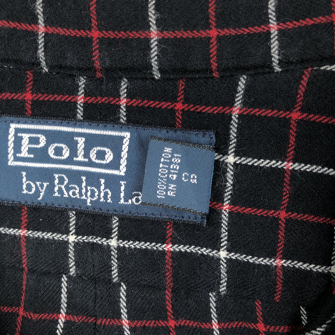 Ralph Lauren long-sleeved Lightflannel check shirt, men's size L cotton black type Vintage Second Hand