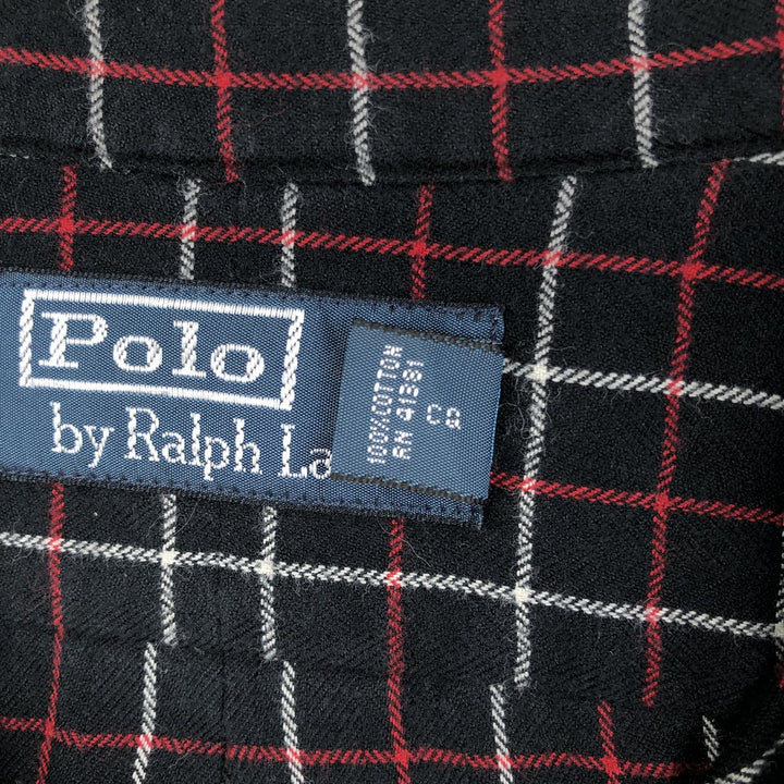 Ralph Lauren long-sleeved Lightflannel check shirt, men's size L cotton black type Vintage Second Hand