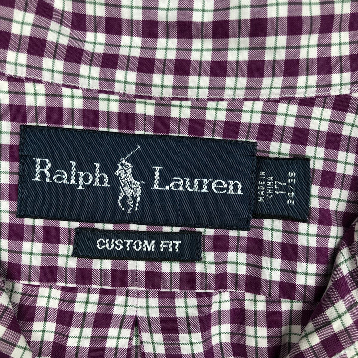 Ralph Lauren CUSTOM FIT long sleeve button down check shirt men's XL size cotton purple type Vintage Second Hand