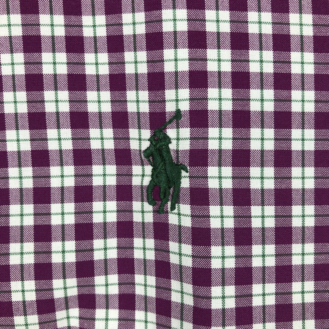 Ralph Lauren CUSTOM FIT long sleeve button down check shirt men's XL size cotton purple type Vintage Second Hand