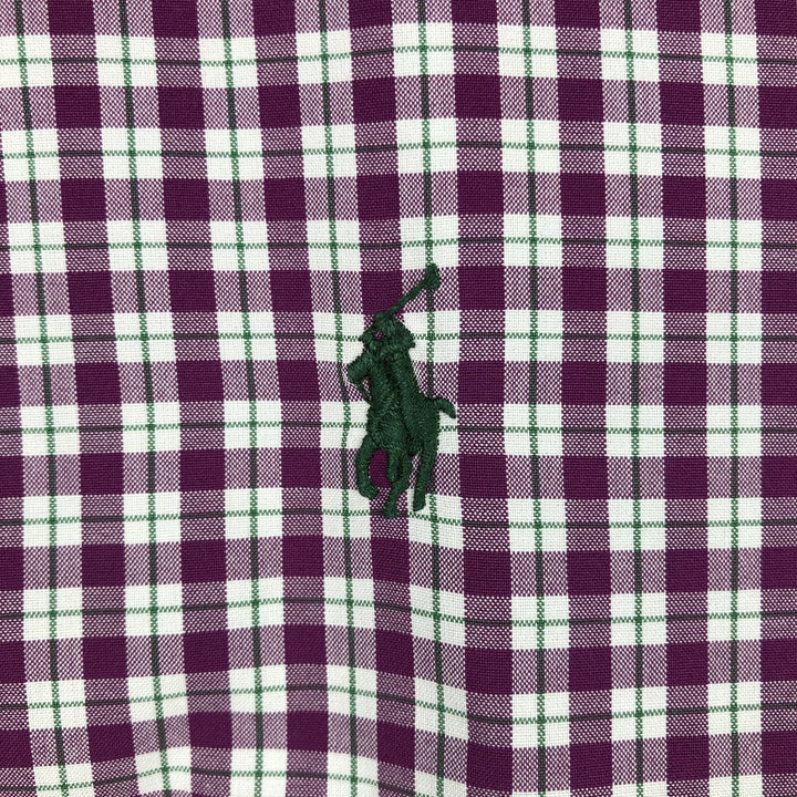 Ralph Lauren CUSTOM FIT long sleeve button down check shirt men's XL size cotton purple type Vintage Second Hand