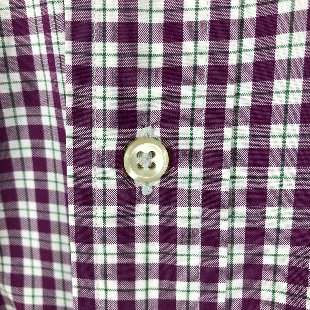 Ralph Lauren CUSTOM FIT long sleeve button down check shirt men's XL size cotton purple type Vintage Second Hand