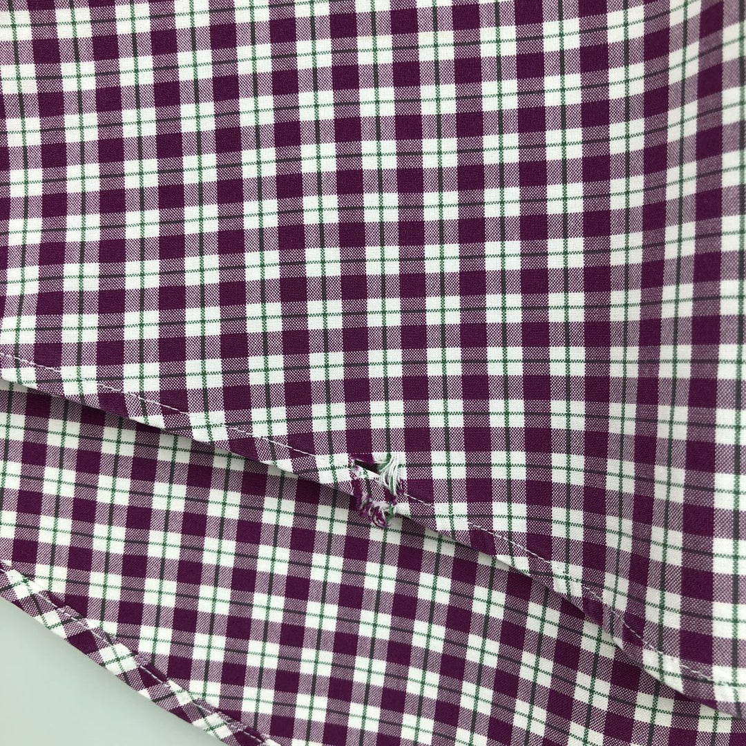 Ralph Lauren CUSTOM FIT long sleeve button down check shirt men's XL size cotton purple type Vintage Second Hand