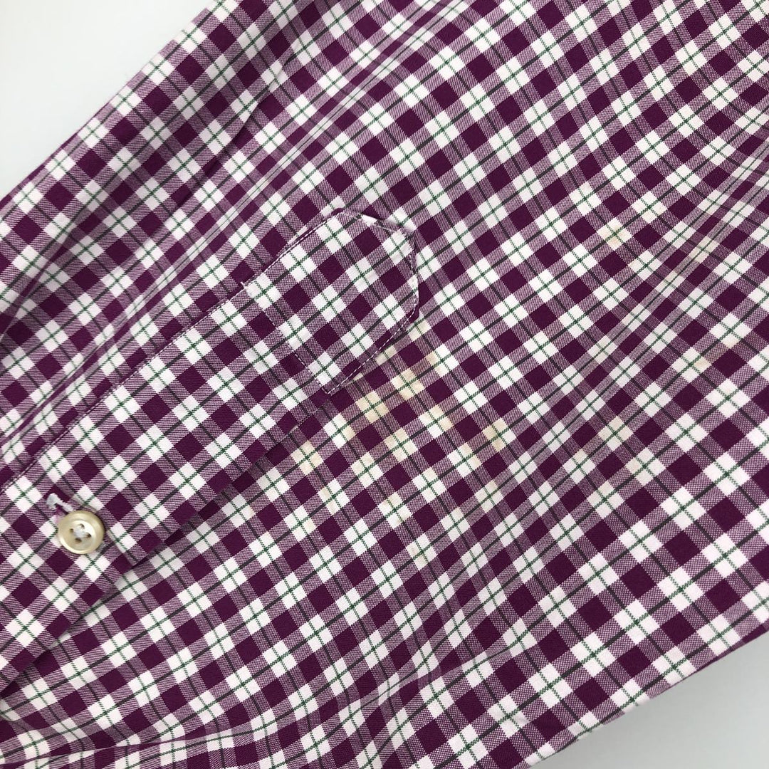 Ralph Lauren CUSTOM FIT long sleeve button down check shirt men's XL size cotton purple type Vintage Second Hand