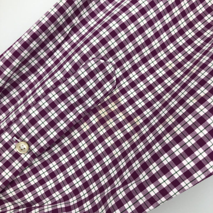 Ralph Lauren CUSTOM FIT long sleeve button down check shirt men's XL size cotton purple type Vintage Second Hand