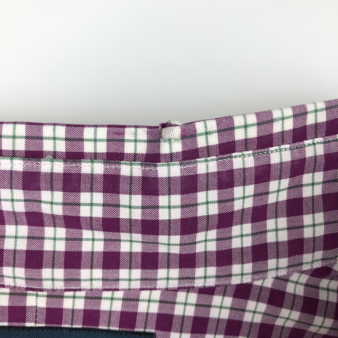 Ralph Lauren CUSTOM FIT long sleeve button down check shirt men's XL size cotton purple type Vintage Second Hand