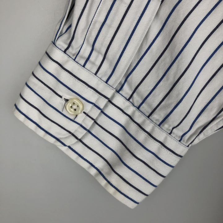 Ralph Lauren YAMOUTH Long-Sleeve Button-Down Striped Shirt, Men's Size L (approx.) cotton white type Vintage Second Hand