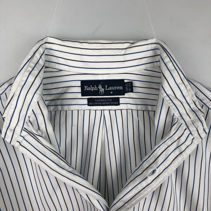 Ralph Lauren YAMOUTH Long-Sleeve Button-Down Striped Shirt, Men's Size L (approx.) cotton white type Vintage Second Hand