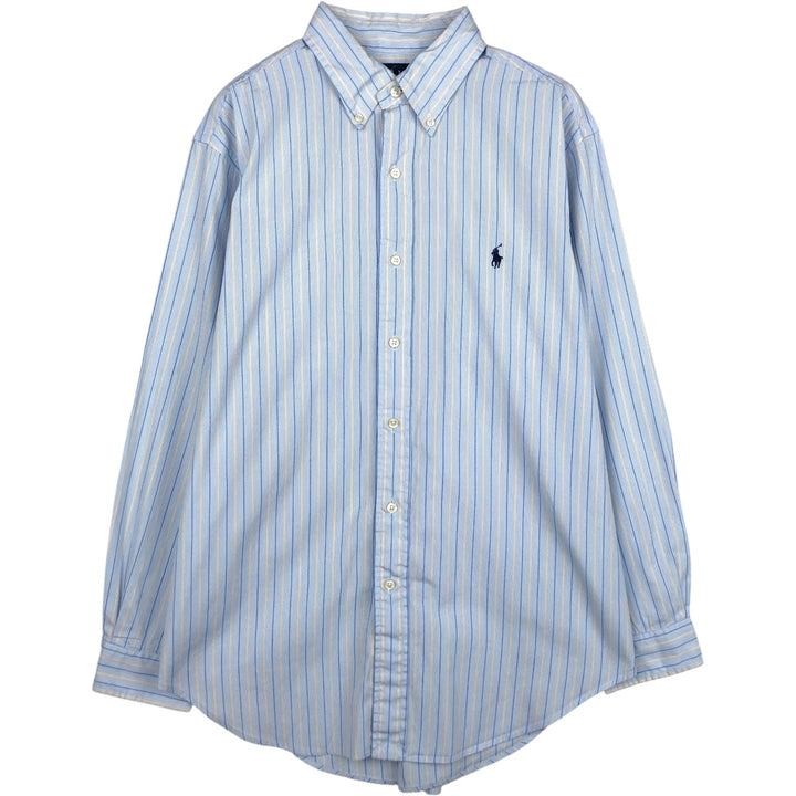 Ralph Lauren Classic Fit Multi Stripe Long Sleeve Button Down Striped Shirt Men's Size L cotton Blue type light blue Vintage Second Hand