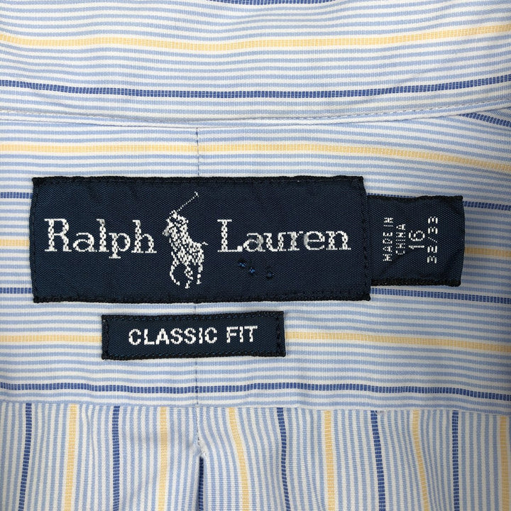 Ralph Lauren Classic Fit Multi Stripe Long Sleeve Button Down Striped Shirt Men's Size L cotton Blue type light blue Vintage Second Hand