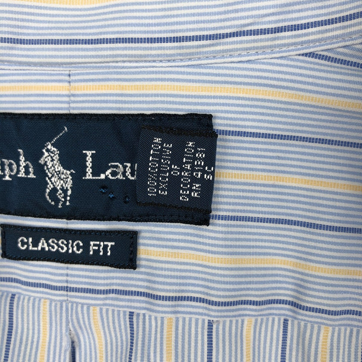Ralph Lauren Classic Fit Multi Stripe Long Sleeve Button Down Striped Shirt Men's Size L cotton Blue type light blue Vintage Second Hand
