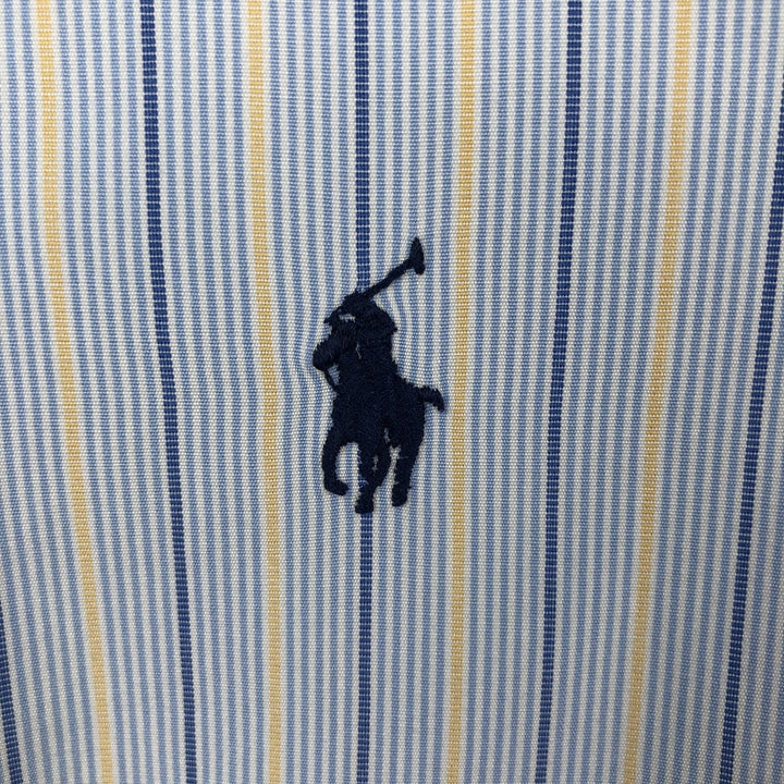 Ralph Lauren Classic Fit Multi Stripe Long Sleeve Button Down Striped Shirt Men's Size L cotton Blue type light blue Vintage Second Hand