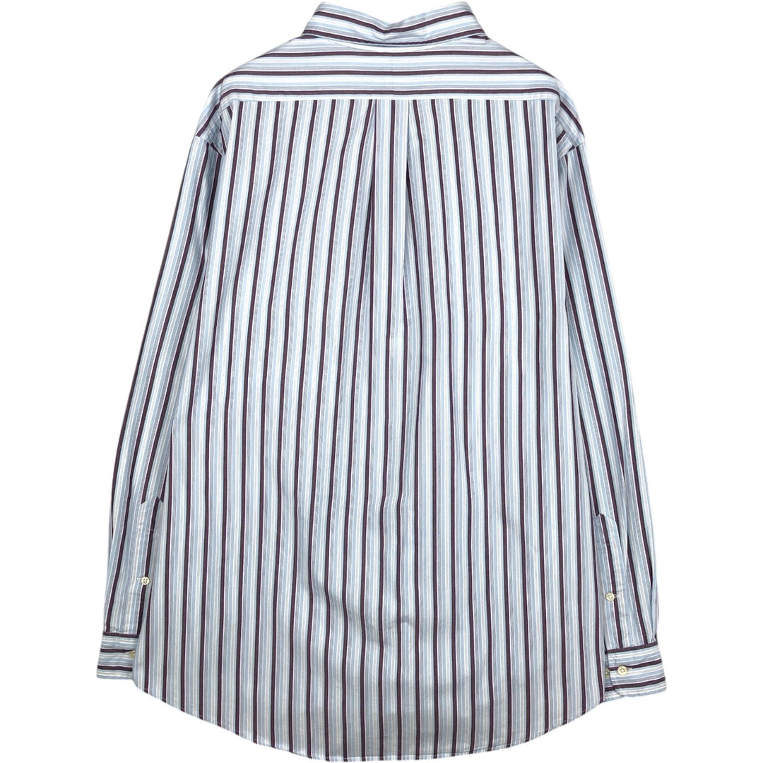 Ralph Lauren Custom Fit Multi-Stripe Long Sleeve Button-Down Striped Shirt, Men's XL cotton Blue type light blue Vintage Second Hand