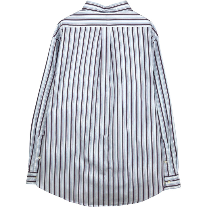 Ralph Lauren Custom Fit Multi-Stripe Long Sleeve Button-Down Striped Shirt, Men's XL cotton Blue type light blue Vintage Second Hand