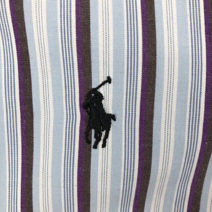 Ralph Lauren Custom Fit Multi-Stripe Long Sleeve Button-Down Striped Shirt, Men's XL cotton Blue type light blue Vintage Second Hand