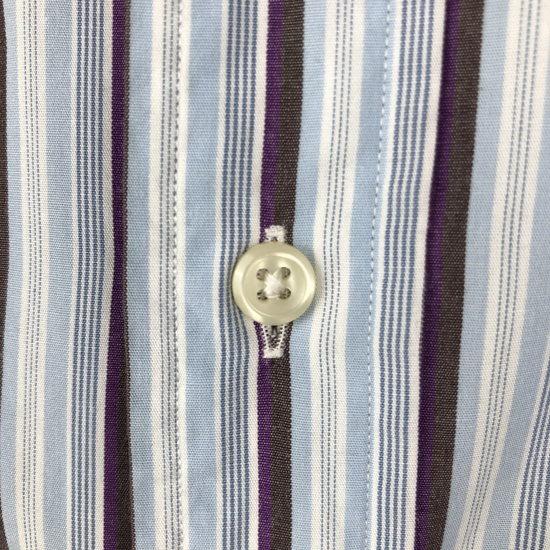 Ralph Lauren Custom Fit Multi-Stripe Long Sleeve Button-Down Striped Shirt, Men's XL cotton Blue type light blue Vintage Second Hand
