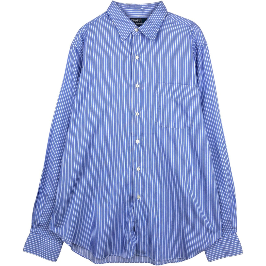 Ralph Lauren POLO by Ralph Lauren WARWICK Long-Sleeve Cotton Stripe Shirt, Men's Size L (approx.) cotton blue type Vintage Second Hand
