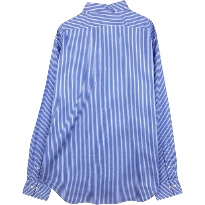 Ralph Lauren POLO by Ralph Lauren WARWICK Long-Sleeve Cotton Stripe Shirt, Men's Size L (approx.) cotton blue type Vintage Second Hand