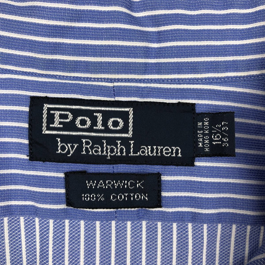 Ralph Lauren POLO by Ralph Lauren WARWICK Long-Sleeve Cotton Stripe Shirt, Men's Size L (approx.) cotton blue type Vintage Second Hand