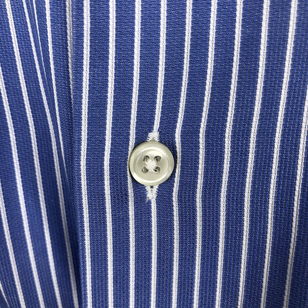 Ralph Lauren POLO by Ralph Lauren WARWICK Long-Sleeve Cotton Stripe Shirt, Men's Size L (approx.) cotton blue type Vintage Second Hand