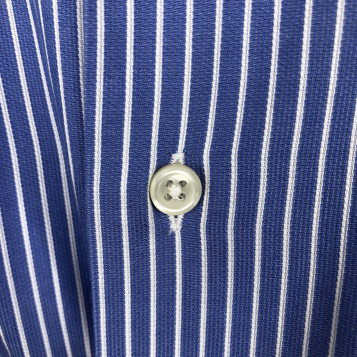 Ralph Lauren POLO by Ralph Lauren WARWICK Long-Sleeve Cotton Stripe Shirt, Men's Size L (approx.) cotton blue type Vintage Second Hand