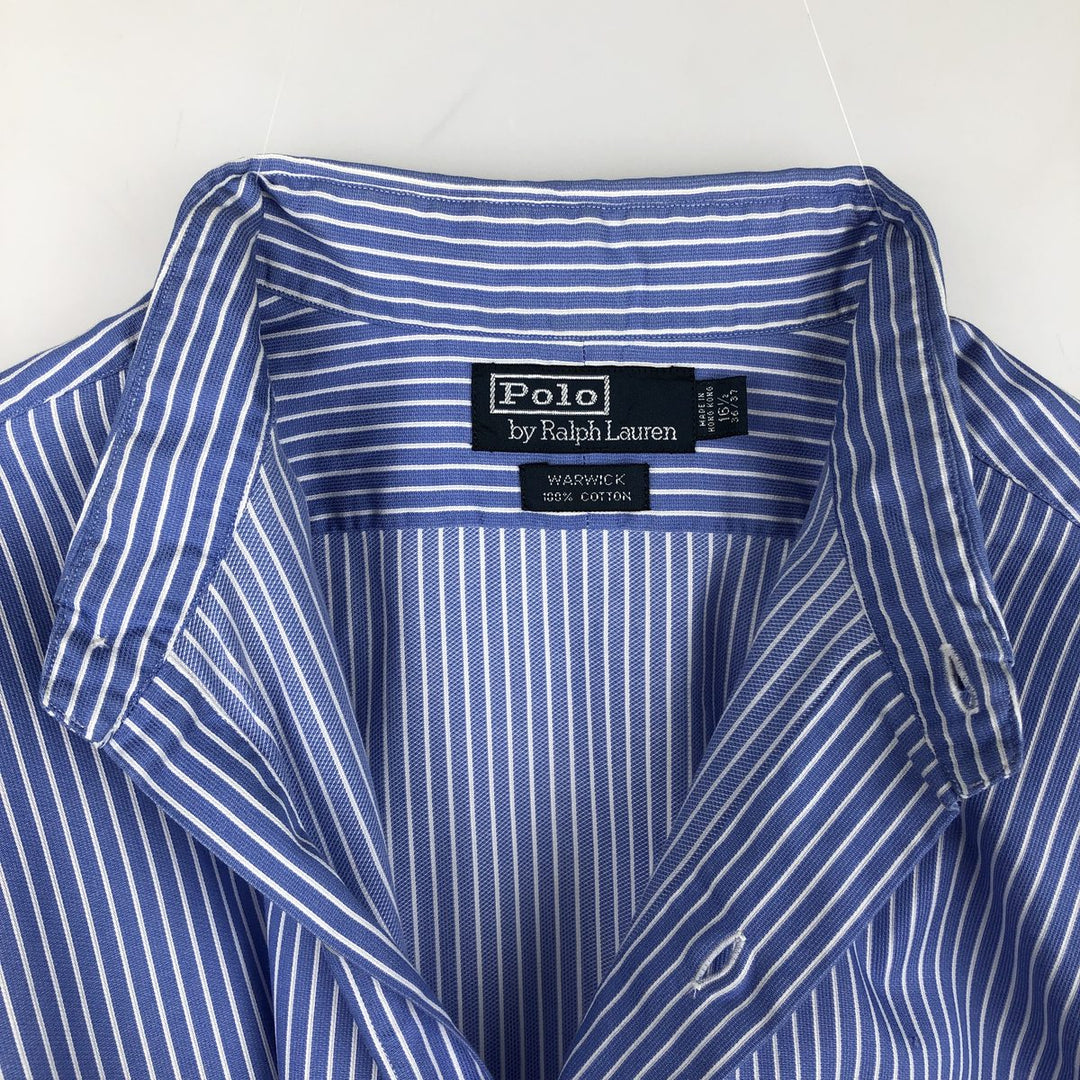 Ralph Lauren POLO by Ralph Lauren WARWICK Long-Sleeve Cotton Stripe Shirt, Men's Size L (approx.) cotton blue type Vintage Second Hand