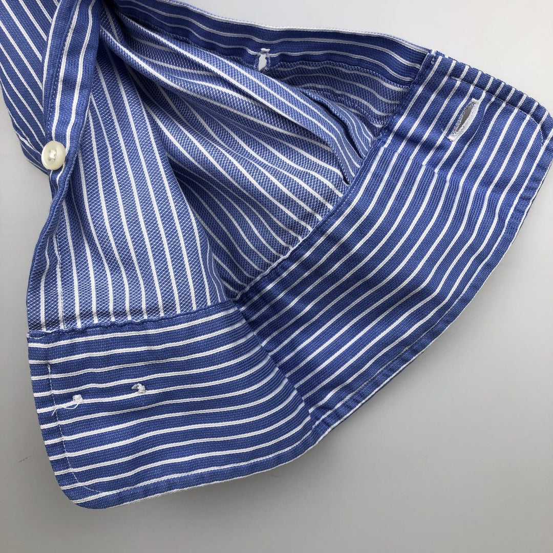 Ralph Lauren POLO by Ralph Lauren WARWICK Long-Sleeve Cotton Stripe Shirt, Men's Size L (approx.) cotton blue type Vintage Second Hand