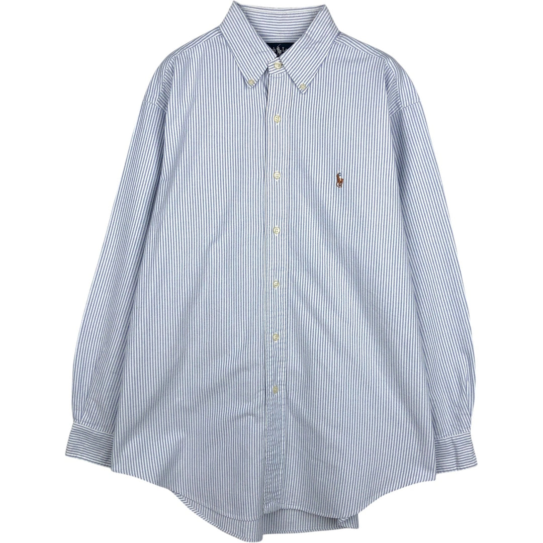 Ralph Lauren YAMOUTH Long-Sleeve Button-Down Striped Shirt, Men's Size L (approx.) cotton blue type Vintage Second Hand