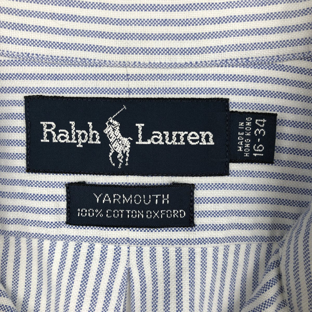 Ralph Lauren YAMOUTH Long-Sleeve Button-Down Striped Shirt, Men's Size L (approx.) cotton blue type Vintage Second Hand