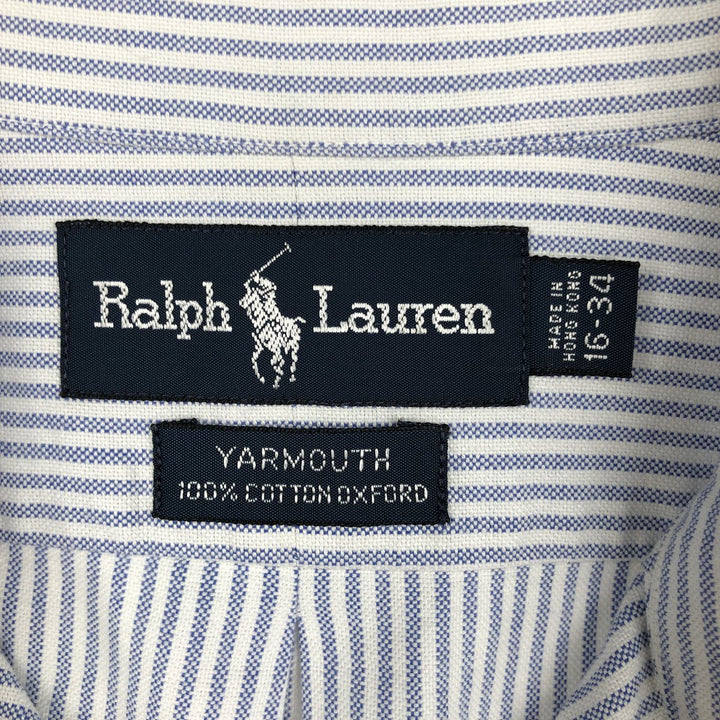 Ralph Lauren YAMOUTH Long-Sleeve Button-Down Striped Shirt, Men's Size L (approx.) cotton blue type Vintage Second Hand