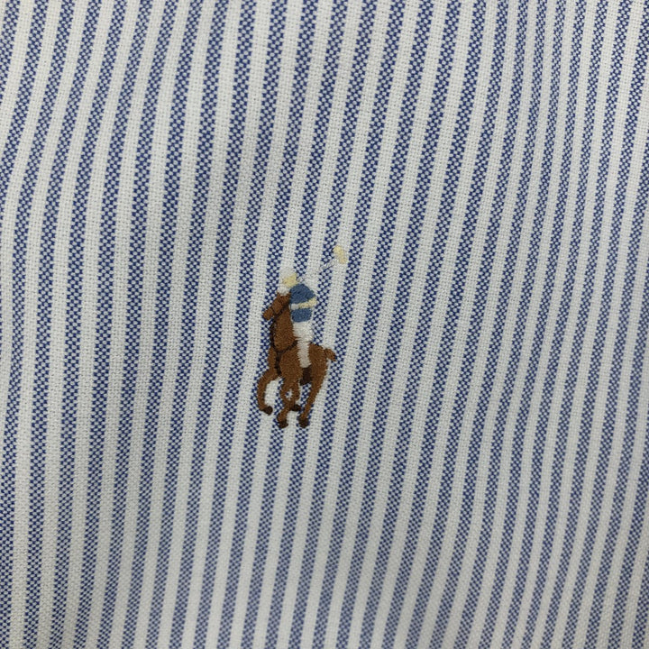 Ralph Lauren YAMOUTH Long-Sleeve Button-Down Striped Shirt, Men's Size L (approx.) cotton blue type Vintage Second Hand