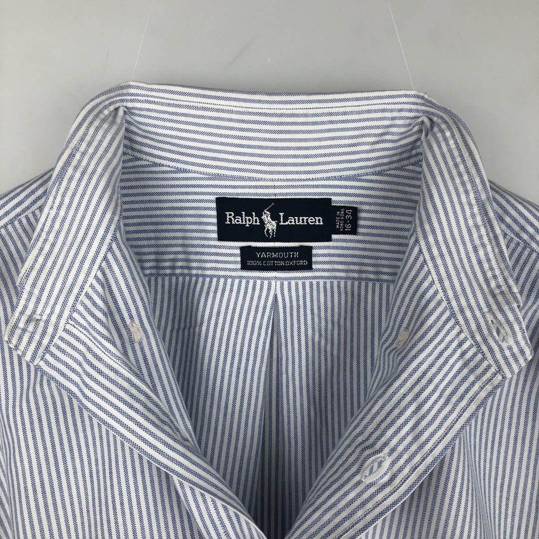 Ralph Lauren YAMOUTH Long-Sleeve Button-Down Striped Shirt, Men's Size L (approx.) cotton blue type Vintage Second Hand