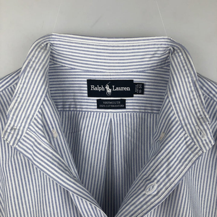 Ralph Lauren YAMOUTH Long-Sleeve Button-Down Striped Shirt, Men's Size L (approx.) cotton blue type Vintage Second Hand