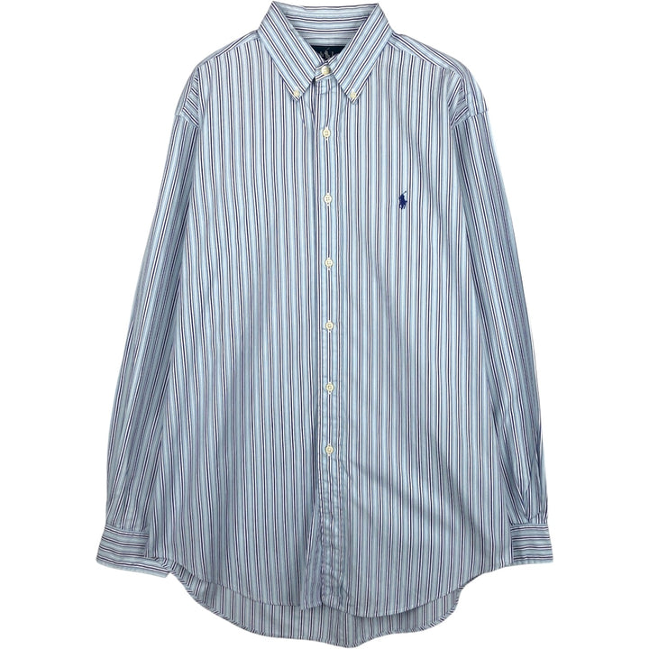 Ralph Lauren Classic Fit Multi Stripe Long Sleeve Button Down Striped Shirt Men's M cotton Blue type light blue Vintage Second Hand