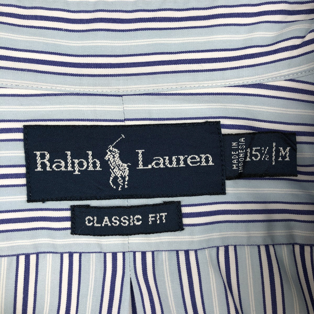 Ralph Lauren Classic Fit Multi Stripe Long Sleeve Button Down Striped Shirt Men's M cotton Blue type light blue Vintage Second Hand