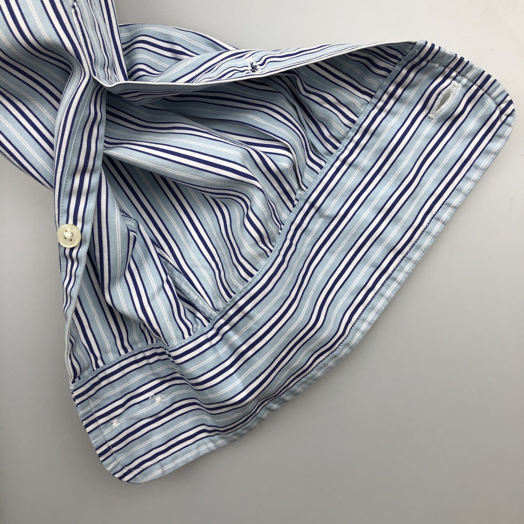 Ralph Lauren Classic Fit Multi Stripe Long Sleeve Button Down Striped Shirt Men's M cotton Blue type light blue Vintage Second Hand