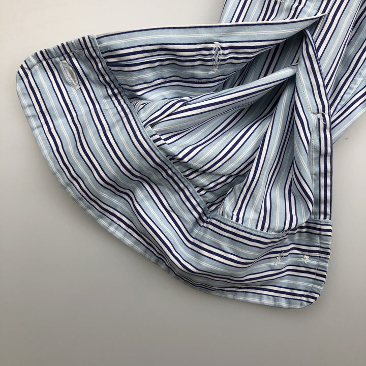 Ralph Lauren Classic Fit Multi Stripe Long Sleeve Button Down Striped Shirt Men's M cotton Blue type light blue Vintage Second Hand
