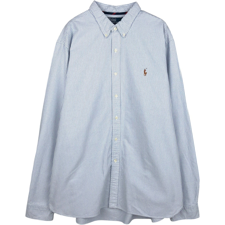 Ralph Lauren POLO by Ralph Lauren Slim Fit Long Sleeve Button-Down Striped Shirt, Men's Size XXL (approx.) cotton blue type Vintage Second Hand