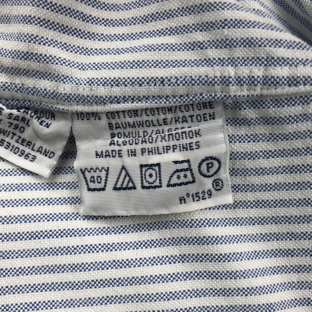 Ralph Lauren POLO by Ralph Lauren Slim Fit Long Sleeve Button-Down Striped Shirt, Men's Size XXL (approx.) cotton blue type Vintage Second Hand