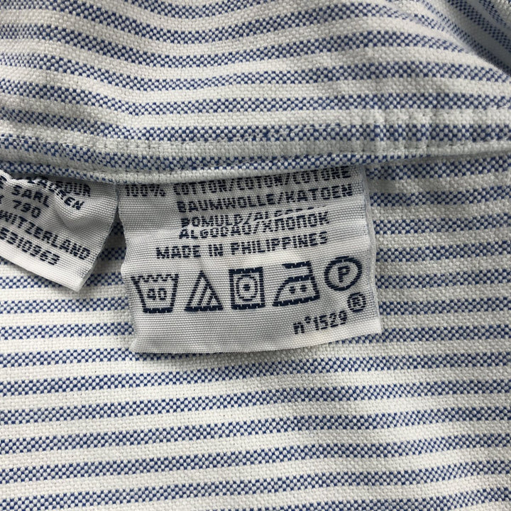 Ralph Lauren POLO by Ralph Lauren Slim Fit Long Sleeve Button-Down Striped Shirt, Men's Size XXL (approx.) cotton blue type Vintage Second Hand