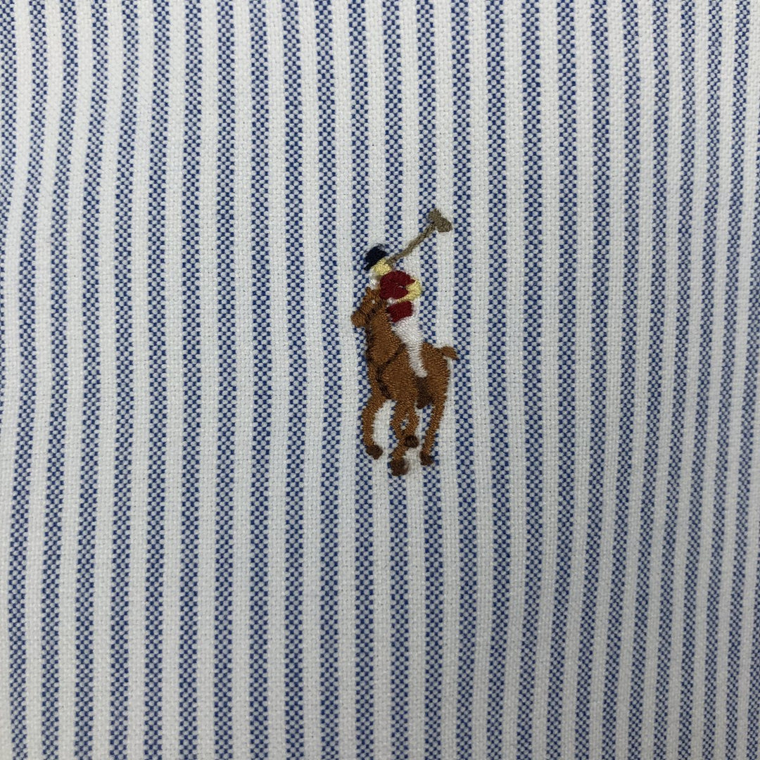 Ralph Lauren POLO by Ralph Lauren Slim Fit Long Sleeve Button-Down Striped Shirt, Men's Size XXL (approx.) cotton blue type Vintage Second Hand